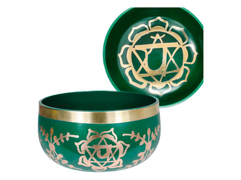 Chakra Symbol Tibetan Singing Bowl (Green)